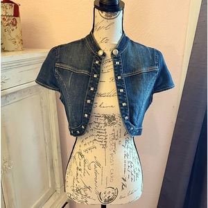 Girls Size 16 Denim Silver Studded Crop Vest by Justice
